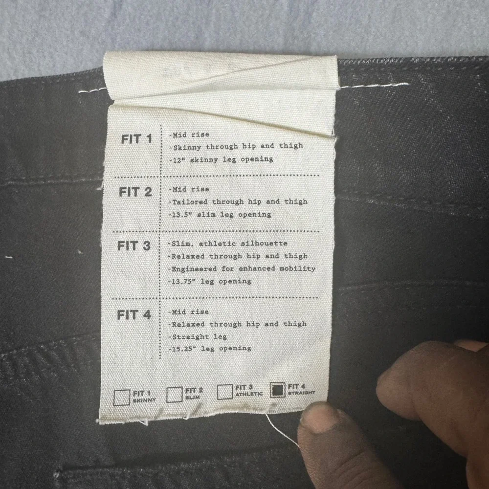 Rag & Bone Fit 4 Featherweight Black Straight Leg Jeans 38x32 MED25S1247RGBL‎